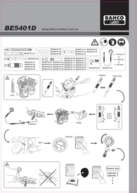 Компрессометр дизельний BAHCO BE5401D