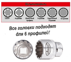 Набор головок 1/4 мультипрофиль Vigor V4217