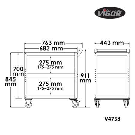 Тележка открытая VIGOR V4758